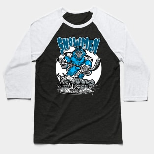 Snowmen Hockey Player Mascot Baseball T-Shirt